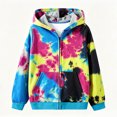 thumbnail image 2 of Girls Boys Zip Up Hoodies Sweatshirt Casual Full Zip Up Printed Long Sleeve Warm Uniform Jacket Fall Winter Fashion Coat with Pockets Black 10-11 Years, 2 of 6