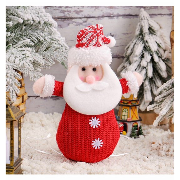 DAMAI Christmas Drawstring Candy Bags Reusable Cloth Pouches with Cute Knitted Doll Design for Festive Parties and Seasonal Treat Storage