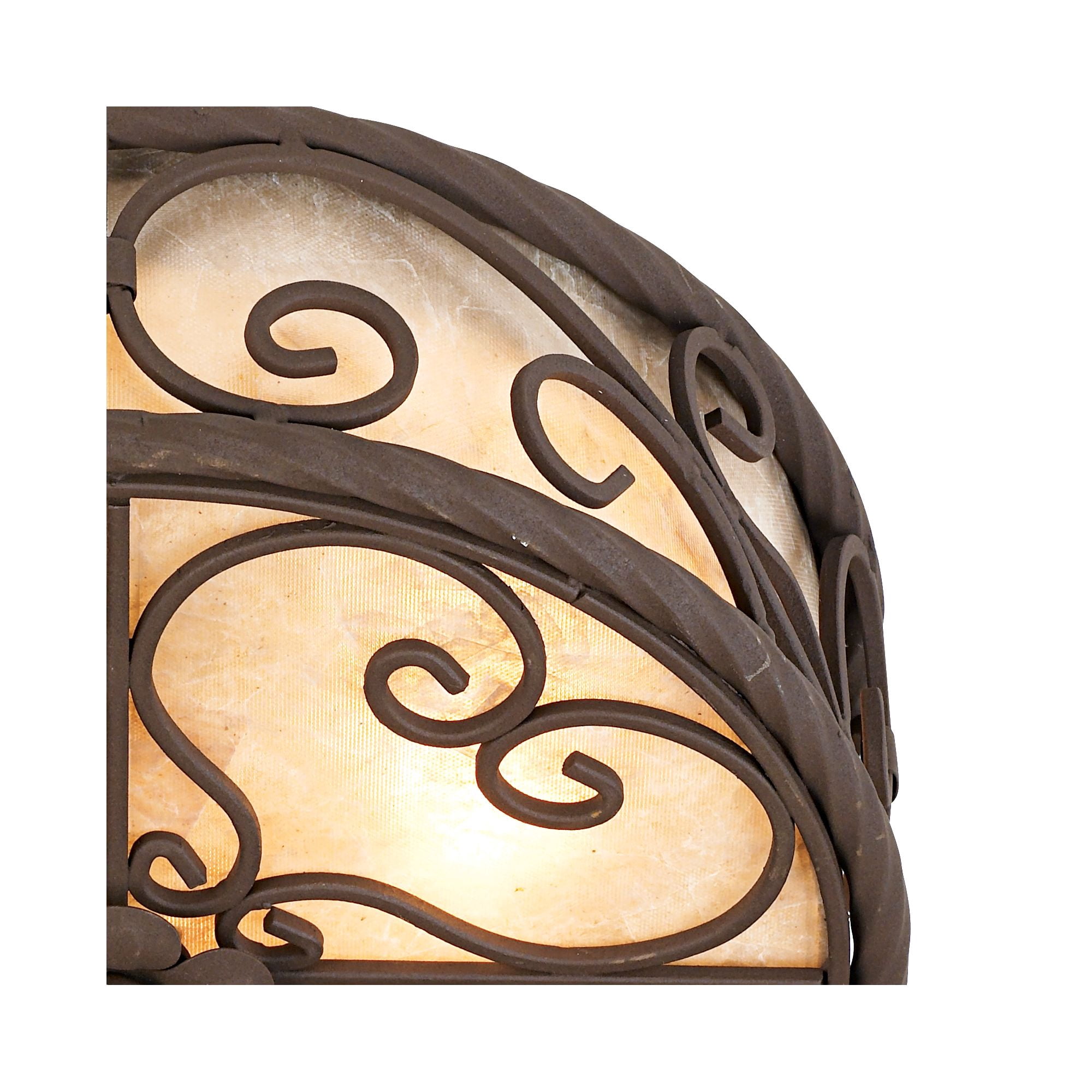 John Timberland Natural Mica Rustic Ceiling Light Flush Mount Fixture 12" Wide Dark Walnut Scroll 3-Light Drum Shade for Bedroom Kitchen Living Room