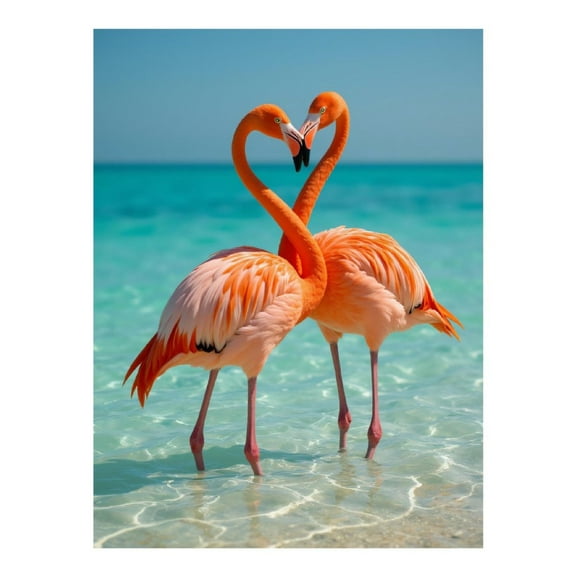 Diamond Art Kit for Adults, Tropical Flamingos Azure Waters Diamond Painting for Adults Beginners, 5D DIY Diamond Art Painting Kits, Colorful Diamond Painting Craft for Home Decor 12x16