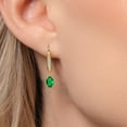 thumbnail image 3 of Gem Stone King 10K Yellow Gold Green Nano Emerald and Lab Grown Diamond Dangle Earrings for Women | 0.90 Cttw | Gemstone May Birthstone | Oval 6X4MM, 3 of 6