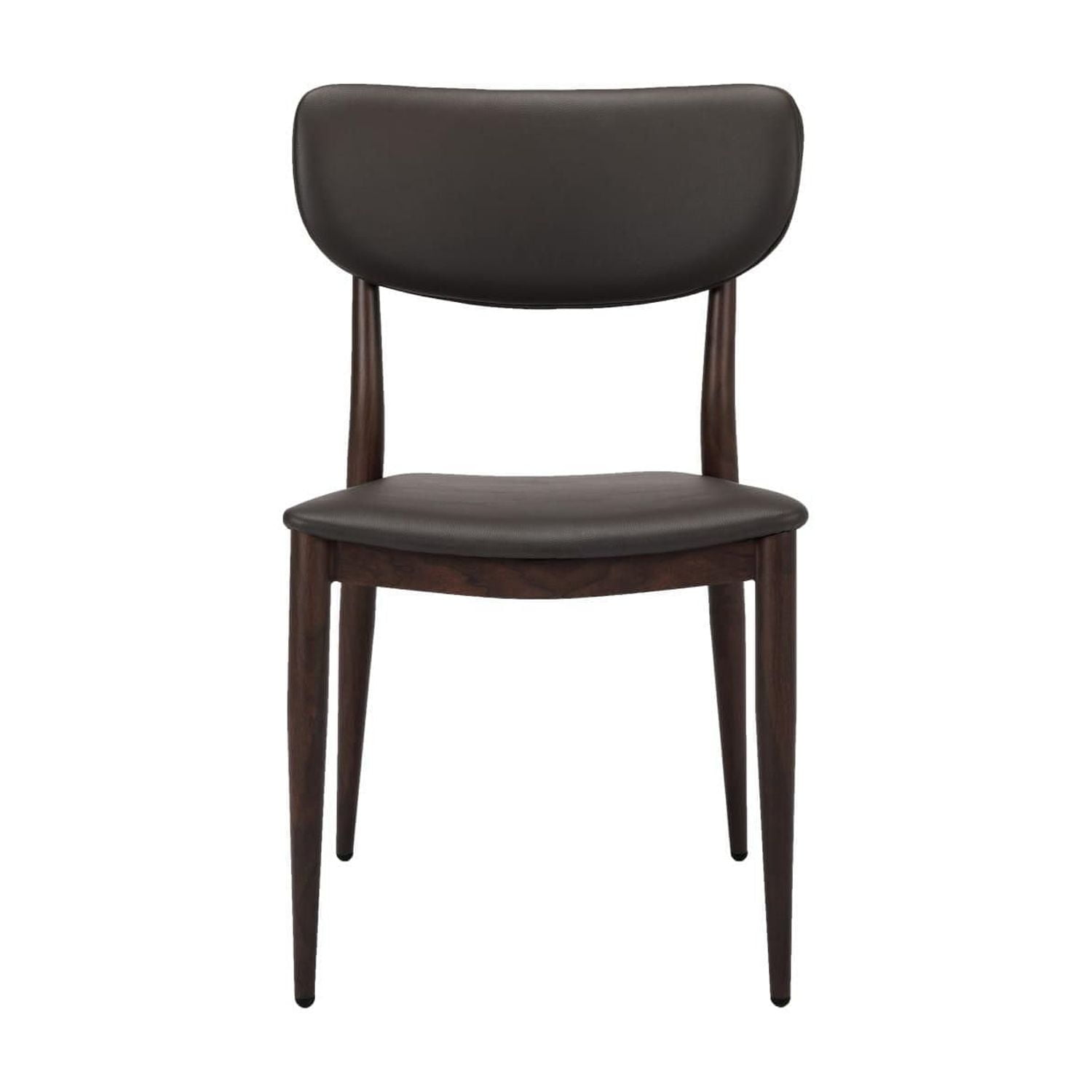 Take Me Home Classic Silloutte Dining Chair, Gray PU Upholstery and Walnut frame.