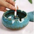 thumbnail image 4 of Lependor Ceramic Ashtray with Lids, Windproof, Cigarette Ashtray for Indoor or Outdoor Use?Ash Holder for Smokers,Desktop Smoking Ash Tray for Home Office Decoration - Blue, 4 of 7