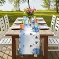 thumbnail image 4 of Flower Butterfly Blue 70 Inch Table Runner, Spring Botanical Watercolor Floral Leaf Farmhouse Dresser Scarf Cotton & Linen Tablerunner for Dining/Kitchen Island/Holiday Party Décor 13" x 70", 4 of 9