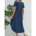 thumbnail image 4 of Avidlove Women Nightgowns Side Split Long Nightshirts Short Sleeve Soft Sleepwear V Neck Nightdress with Pockets, 4 of 7