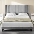 thumbnail image 2 of YITAHOME Upholstered Wingback Platform Bed with Gray Velvet Headboard, Bed Frame with Wood Slat, No Box Spring Needed, Mattress Foundation (Queen), 2 of 6