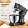 thumbnail image 3 of CUOCCO PRO 1000W Stand Mixer - Electric Stand Mixer with 5.5Qt Bowl, 11 Speeds, Dough Hook & Whisk & Beater, Tilt-Head, Dishwasher Safe, Suction Base, Black, 3 of 10