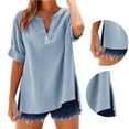 thumbnail image 5 of WCJM Athletic Shirts Womens Shirts Loose Shirt Tops Stand Solid Color Sleeve Collar Casual Women's Shirt, 5 of 7