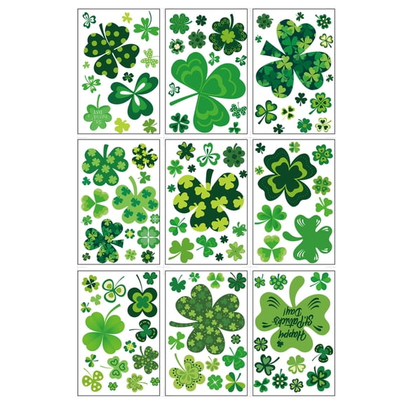 Uuowzo St Patricks Day Window Clings Decorations,Reusable Static Spring Shamrock Stickers for Glass Windows Door Wall Irish Saint Patricks Day Holiday St Pattys Decor