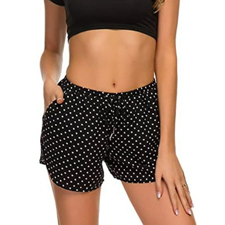 

Women Plaid Beach Pajamas Sleep Shorts Elastic Waist Stretchy Soft Shorts Pants Trousers