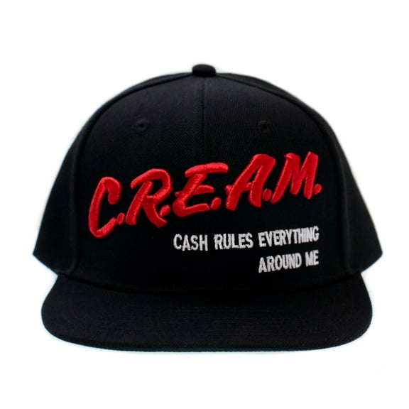 Cash Rules Everything Around Me Hat CREAM Cap 3D Embroidered Adult Black