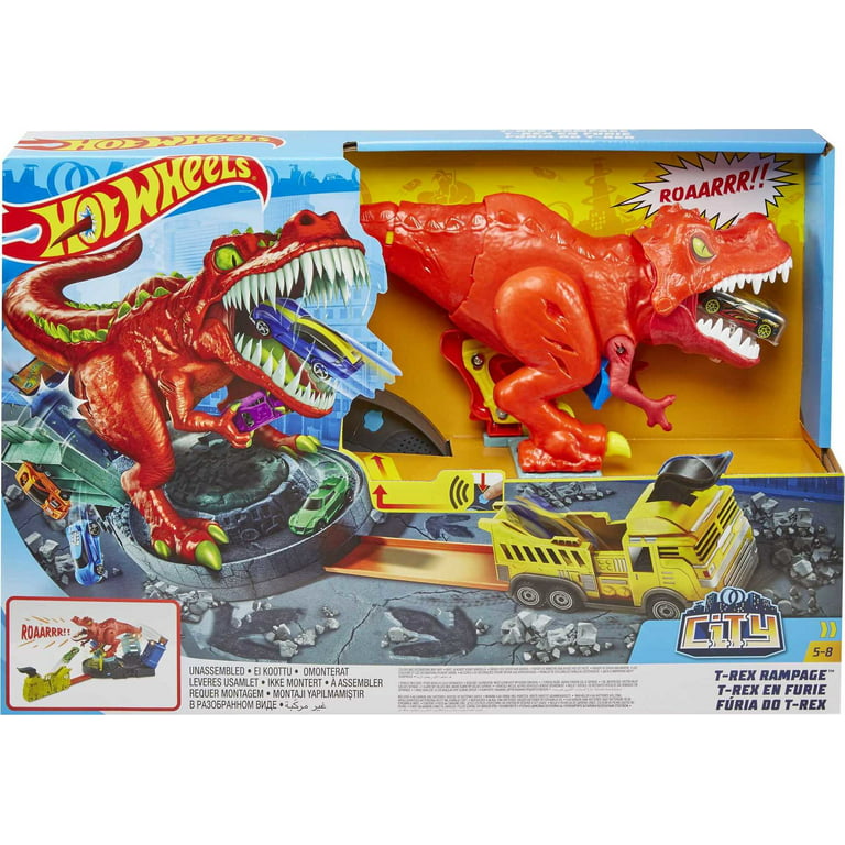 Hot Wheels City T-Rex Loop Stunt and Race Playset Dinosaur Track