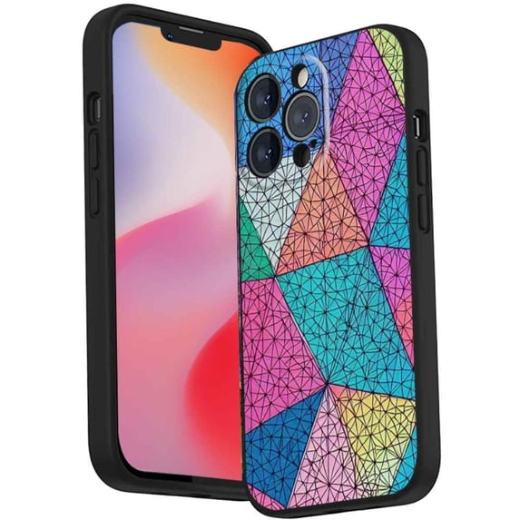 Mandala-Geometry-Triangles-Art-206 Phone Case, Degined for iPhone 14 Pro Max Case Men Women, Flexible Silicone Shockproof Case for iPhone 14 Pro Max
