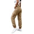 thumbnail image 6 of QIYAGBSA Women's Jogger Pants Elastic Waist Drawstring Multi Pocket Outdoor Hiking Casual Daily Wear (Khaki L), 6 of 7