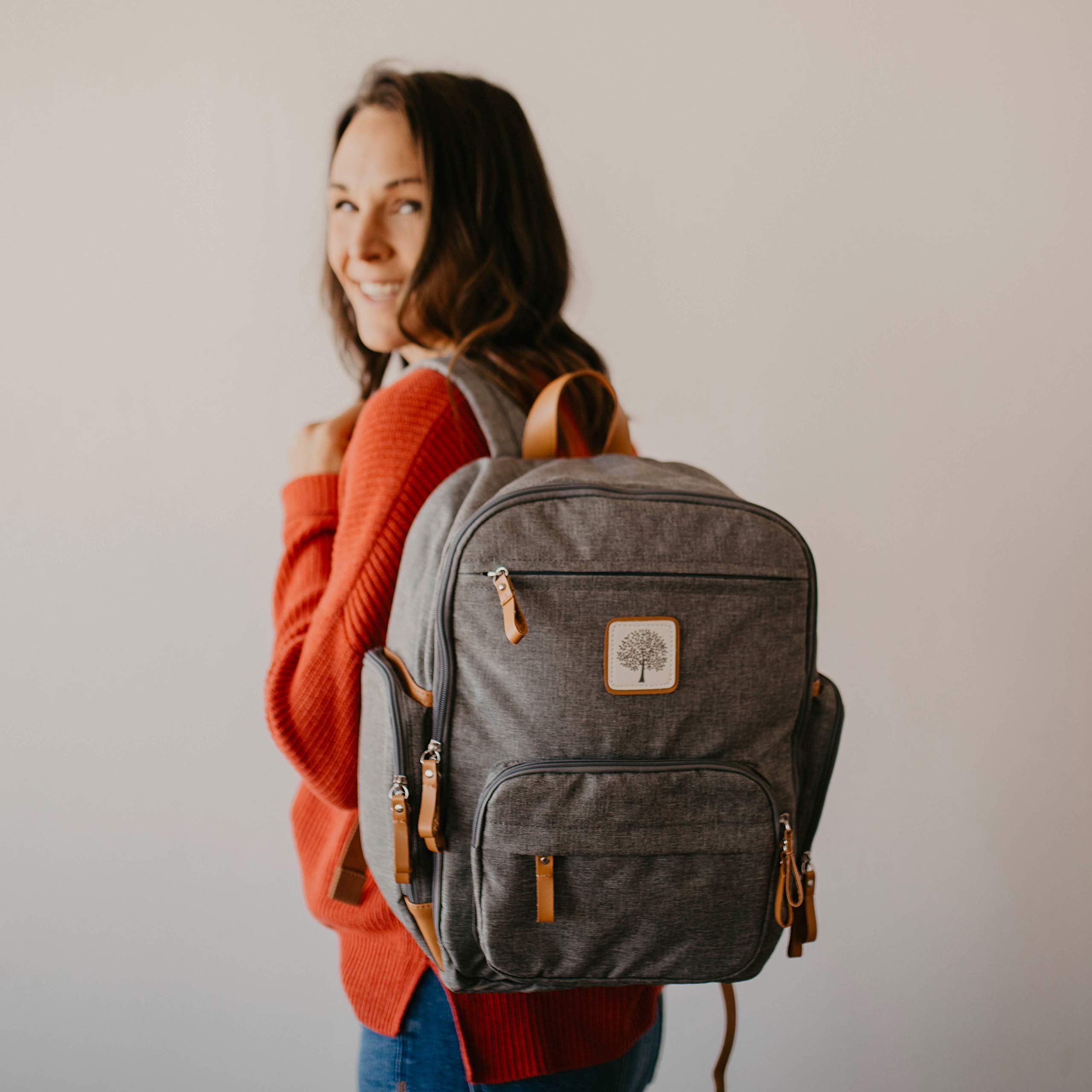 Parker Baby Co. Birch Bag Mini Diaper Backpack, Lightweight Baby Bag with Insulated Bottle Pockets, Compact & Organized - Gray