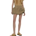 thumbnail image 3 of hirigin Women's Casual Mini Skirts High Waist Drawstring Hem Solid Color Cargo Skirts with Pockets, 3 of 7