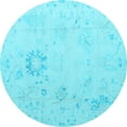 thumbnail image 1 of Ahgly Company Indoor Round Oriental Light Blue Traditional Area Rugs, 3' Round, 1 of 4