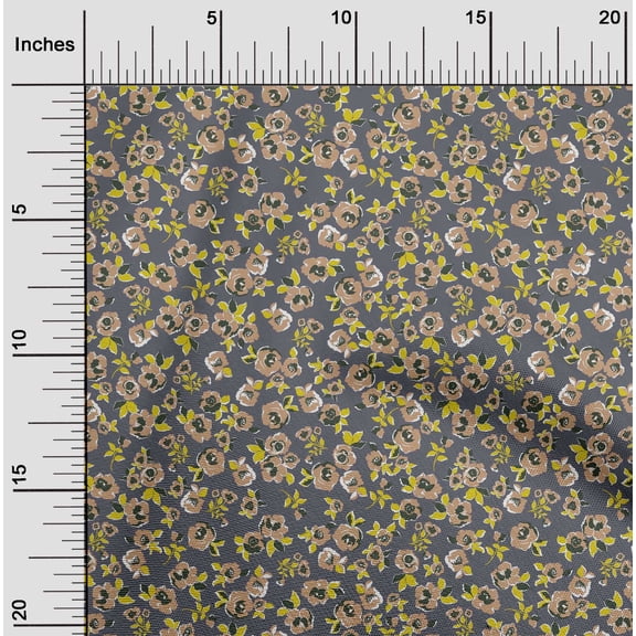 oneOone Cotton Jersey Gray Fabric Leaves & Floral Artistic Quilting Supplies Print Sewing Fabric By The Yard 58 Inch Wide