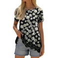 thumbnail image 3 of JWD Women's Tops Short Sleeve Lace Trim O-Neck A Line Tunic Blouse FP Daisy-Black-M, 3 of 6