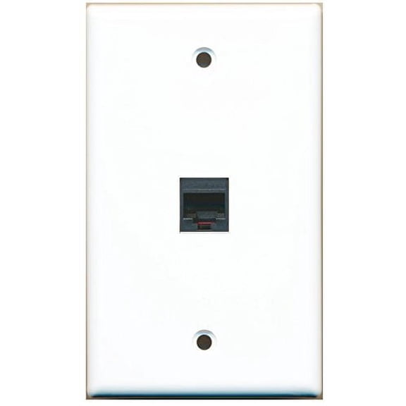 RiteAV 1 RJ11 RJ12 Black Coupler Keystone Type Jack Wall Plate