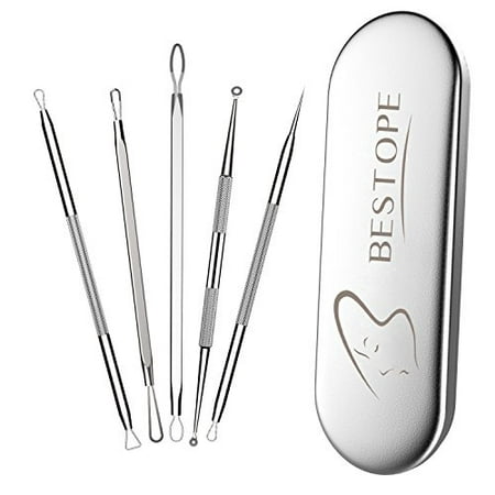 BESTOPE Blackhead Remover Pimple Comedone Extractor Tool Best Acne Removal Kit - Treatment for Blemish, Whitehead Popping, Zit Removing for Risk Free Nose Face Skin with Metal