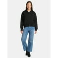 thumbnail image 2 of Time and Tru Women's Cropped Zip Up Fleece Hoodie, Sizes XS-XXXL, 2 of 5