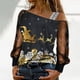 thumbnail image 2 of Gibobby Suéteres de invierno Blusa informal de manga suelta con lentejuelas para mujer, camiseta de malla estampada, Tops largos de empalme para mujer, camiseta de manga larga (Multicolor, L), 2 of 3