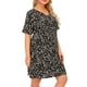 thumbnail image 4 of Puntoco Vestido De Manga Corta Con Cuello En V, Vestido De Talla Grande Con Estampado Floral Suelto Y Manga Corta Para Mujer Negro Xxl, 4 of 9