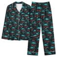 thumbnail image 7 of Feancey 2 Piece Halloween Pajama Set for Women Novelty Print Pjs Two Piece Long Sleeve Button Down Shirts Straight Leg Pants Lounge Matching Sets Green M, 7 of 7