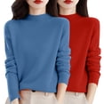 thumbnail image 2 of Chandail à Col Rond pour Femmes, Automne et Hiver, 2 Pcs, Couleur Unie, Doux et Confortable, 2 of 4