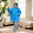 thumbnail image 6 of Wearable Blanket Hoodie with Oversized Pocket, Ultra Soft Sherpa Fleece Sweatshirt Blanket with Sleeves, Thick Warm Flannel Hooded Throw for Adults, Cozy Lounge Wear for Home, Office and Winter Days, 6 of 6
