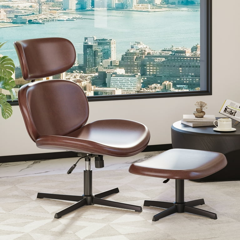 Bestier Swivel Criss Cross Chair with Ottoman Set Mid