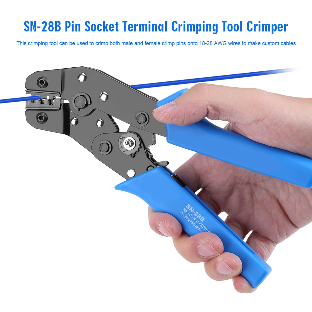 SN-28B Crimp Plier Non-Insulated Terminal Pin Connector Crimper Tool 18-28AWG
