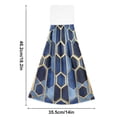 thumbnail image 6 of Yayeee Kitchen Hanging Hand Towels Set of 2 with Loop Bathroom Absorbent Tie Towel, Blue Hexagon Pattern, 6 of 7
