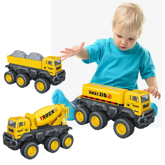 Kyaiguo Baby Toddler Car Toys 3PCS Kids Construction Engineering Car Toys Inertia Agitator Truck Car Toys Preschool Car Toys