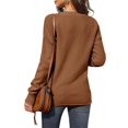 thumbnail image 4 of V-Neck Button-Down Autumn Winter Women Long Sleeve Solid Knit Sweater Casual Pullover, 4 of 5