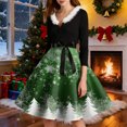 thumbnail image 4 of Women's Fashion V-Neck Casual Slim Christmas Printed Long Sleeve Hair Collar Dresses for Elegant Holiday Events and Parties,Green,2XL, 4 of 4
