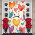 thumbnail image 6 of Red Heart Welcome Banner Buffalo Plaid Bow Love Backdrop Black Background Gold Polka Dots Heart Display for Front Door Decor Valentine's Day Party Housewarming Gift, 6 of 9