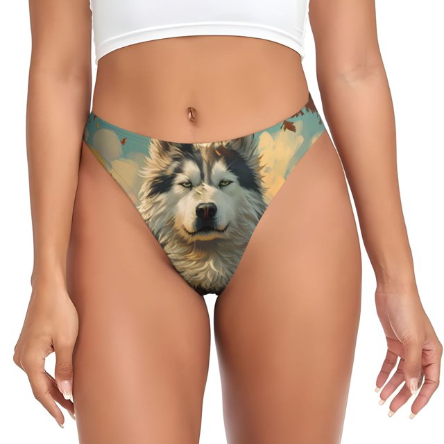 Fotbe Forest Maple Leaf Husky Tanga Sin Costuras para Mujer con Estampado – Panties Invisibles, Transpirables y Cómodos para Uso Diario-X-Small