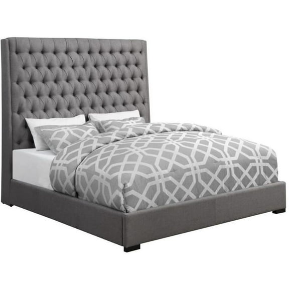 Upholstered Bed, California King Bed, Grey/Dark Brown