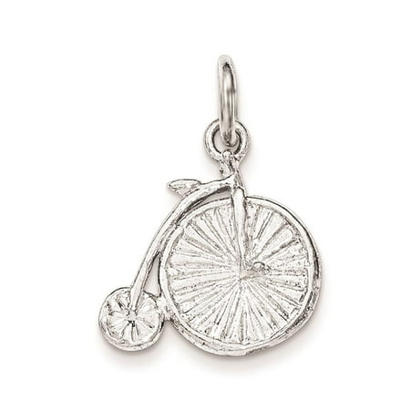 925 Sterling Silver Polished Old Fashioned Bicycle 3-D Charm Pendant