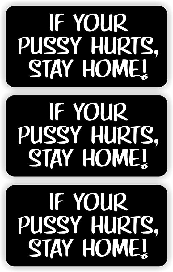 Pussy Hurts Stay Home Funny Hard Hat StickerDecal Label HelmetLaborer 