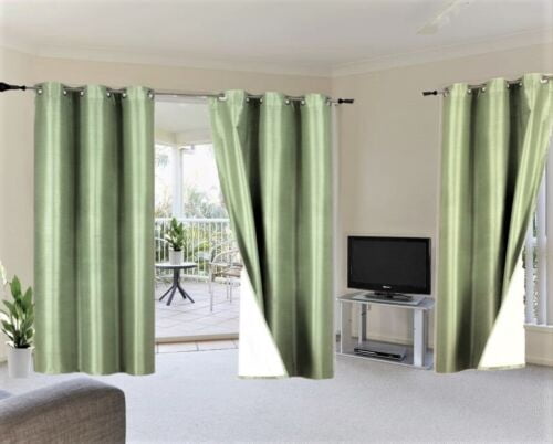 100% Blackout Panels Heavy Thick Grommet Bay Window Curtain 1 Set LIME GREEN 