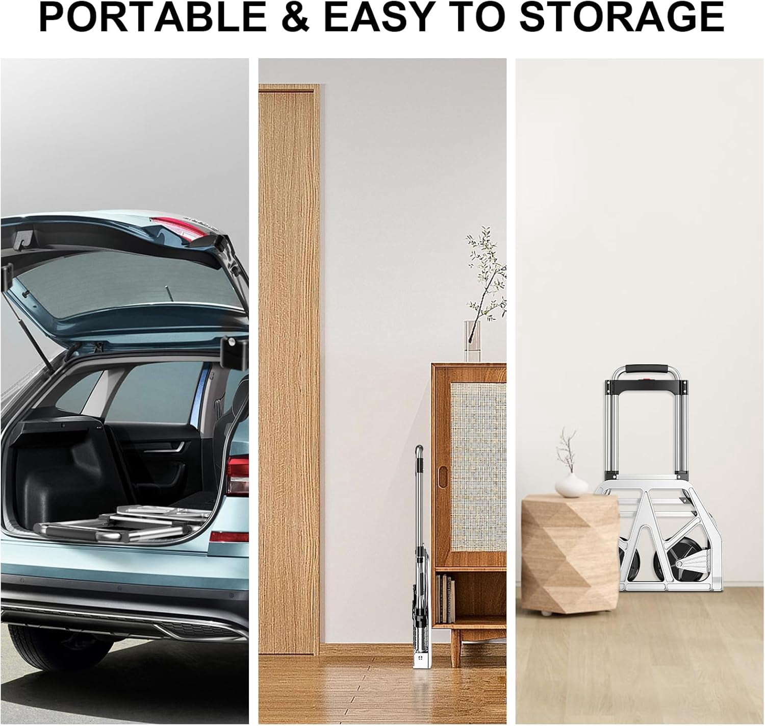 Portable Dolly Cart, 352 lbs Capacity Heavy Duty Aluminum Folding Hand Truck with Silent Large Rubber Wheels for Home Office Moving Warehouse