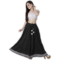 thumbnail image 2 of Chadrakala Women's 100% Cotton Indian Flaire Long Maxi Skirt Gota Patti Crushed ,Free Size, Black (S109BLA), 2 of 3