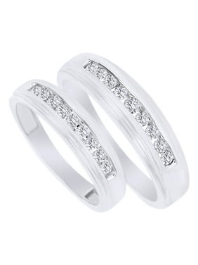 His Hers Sets Product Image White Natural Diamond His And Hers Wedding Band Ring Set 14k Gold 0 38 Cttw