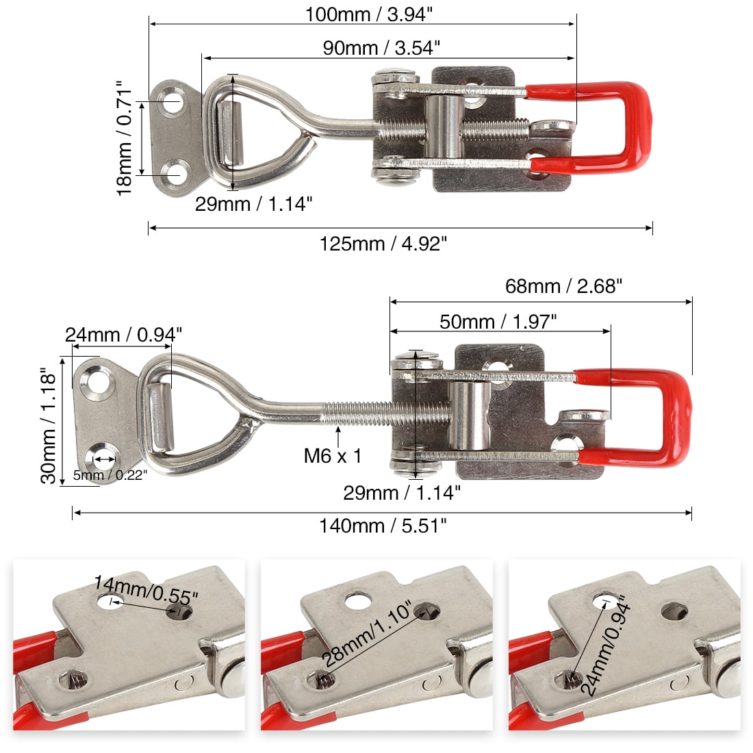 X AUTOHAUX Car Adjustable Pull Latch Toggle Latch Clamp Hasp with Hole 300Kg 660Lbs Holding Capacity 4pcs 