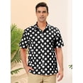 thumbnail image 2 of INSPIRE CHIC Camisa de lunares de verano para hombre, camisas hawaianas con patrón de manga corta y botones Negro XL, 2 of 6