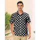 thumbnail image 2 of INSPIRE CHIC Camisa de lunares de verano para hombre, camisas hawaianas con patrón de manga corta y botones Negro XL, 2 of 6