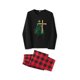 thumbnail image 5 of Pijamas navideños familiares a juego: camisa de manga larga con estampado de árbol de Navidad y pantalón a cuadros elástico para estar en casa., 5 of 10